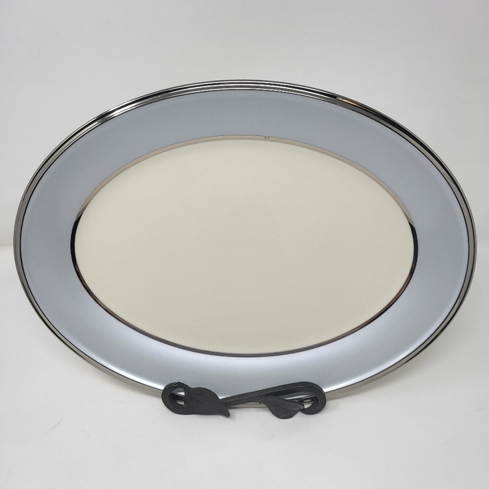 Lenox Blue Frost 13.5" Oval Platinum Banded Serving Platter Dish Fine China USA‎
